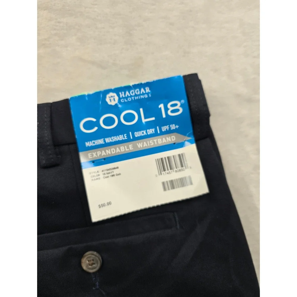 Haggar Cool‎ 18 Golf Shorts Mens 34 Navy Blue Gabardine NEW